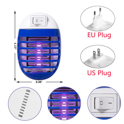 2Pcs LED Socket Mosquito Killer Lamp US/EU Plug Electric Mosquito Fly Bug Insect Trap Killer Night Lamp