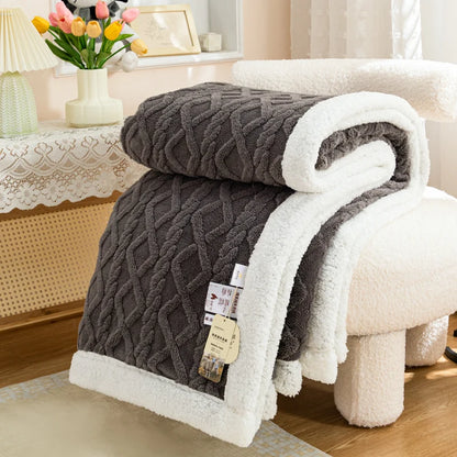 Warm Wool Sherpa Thick Blankets Fluffy Soft Coral Fleece Bedspread on The Bed Single Double Winter Plush Coraline Furry Throw