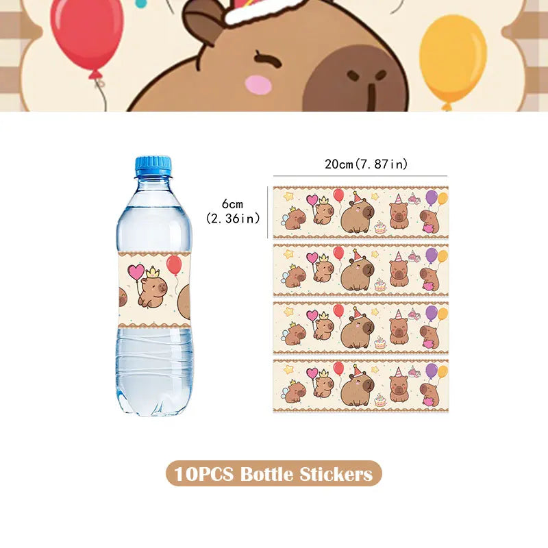 Capybara Decoration Birthday Party Favors Tableware Set Cup Plate Balloons Gift Bags Happy Banner Cake Topper Supplies for Girls