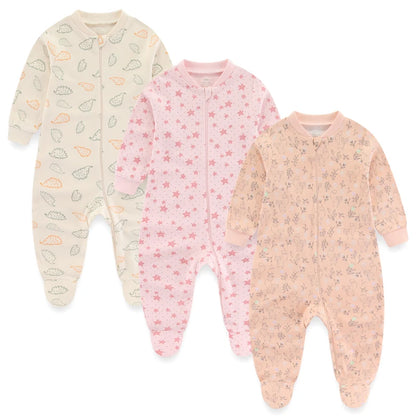 3PCS Newborn Cotton Baby Girl Clothes Cartoon Baby Boy Clothes Sets Autumn Long Sleeve Jumpsuits Spring Zipper Bebes