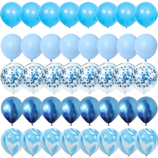 40Pieces Blue Set Balloons Metal Latex Confetti Balloon Wedding Valentine's Day Globos Baby Shower Birthday Party Decorations