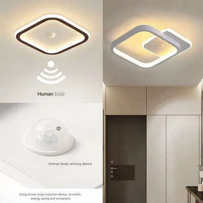 Energy Saving Smart Ceiling Light Human Body Sensor Auto on Off 85-265V for Corridor Hallway Entrance Balcony Lighting Fixture