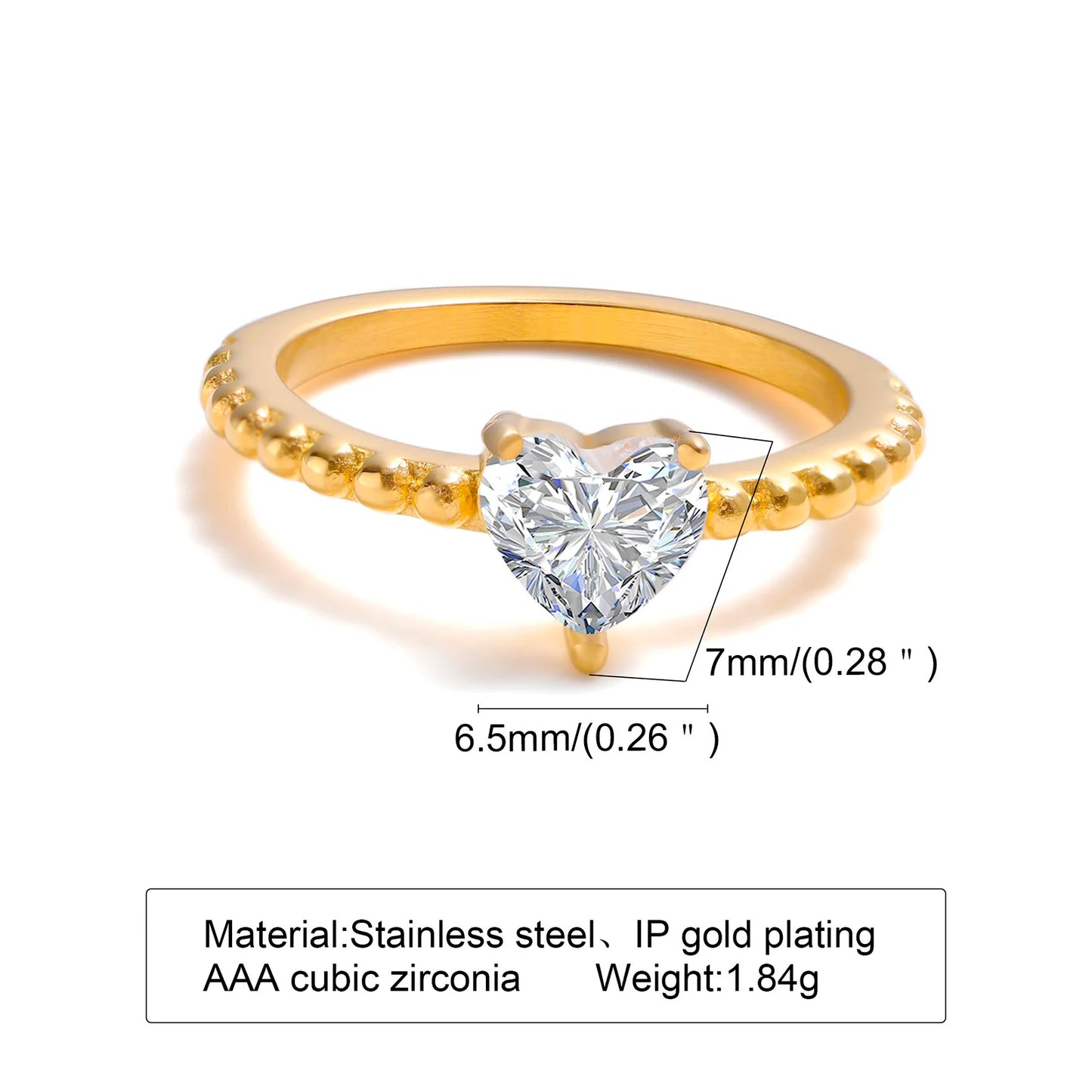 Minimalist Water Drop White Zircon Women Ring, Wave Drop Stainless Steel Ring, 18K Gold Plated Waterproof Luxury Jewelry