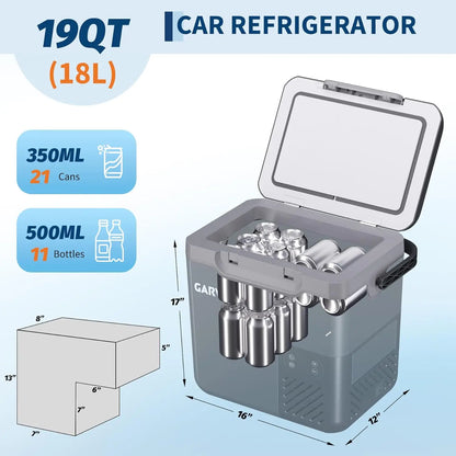 Car Refrigerator, 13QT(12L)/19QT(18L) Car Fridge Portable Freezer Compressor Electric Cooler, Portable Refrigerator, Rapid Freezing, -4°f to 68°f, 12/24V Can, Built-in Light