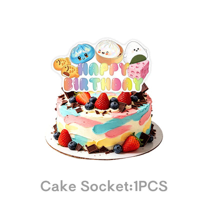 Squishy Bao Bun Themed Birthday Party Decorations Set Tableware Paper Plates Cups Cute Squishy Gift Bags Balloon Banner Supplies