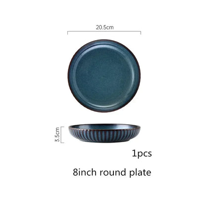 Blue kiln glaze tableware, ceramic rice salad, plate, plate, fish plate, tableware dinner set plates and dishes