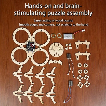 DIY Wooden Drone Kit Wooden Assembled Remote Control Toy Fixed Kit Remote Controlled Toys DIY Kit Training Quadcopters For Kids