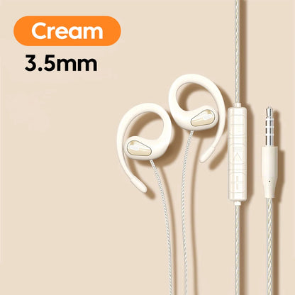 3.5mm/Type-C Wired Headphones Hook-on Ear HD Noise Cancelling Call Earphones With Dual Mic Headset For Cellphone Computer Earbud
