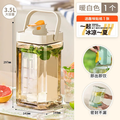Cold Kettle Summer Flower Teapot with Faucet Refrigerator Cold Kettle Large Capacity Ice Kettle Beverage Bucket Outdoor