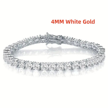 Great Sale Real S925 Sterling Silver Plated 18K Gold 5A Grade Zircon Black Tennis Bracelet for Men and Women Fashion Jewelry
