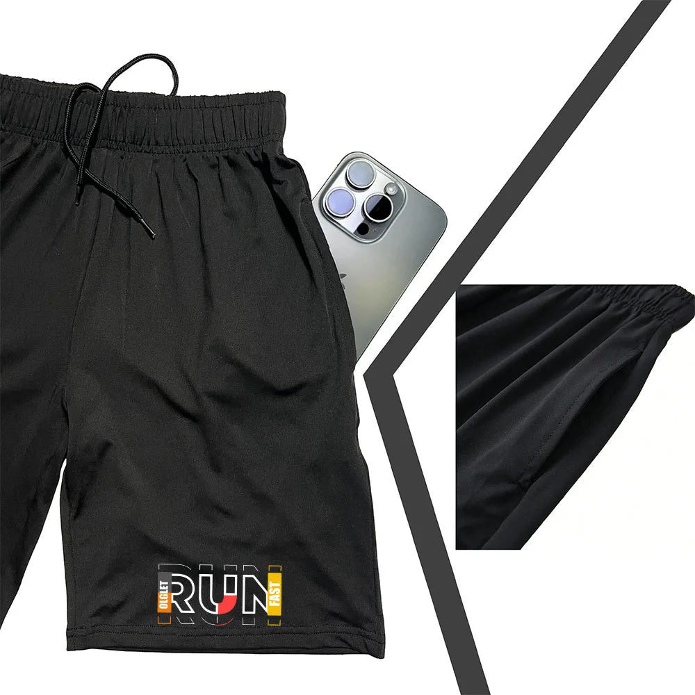 Men's Running Jogging 2 Piece Set Quick Dry Sports Shorts and Compression Tights Athletic Training Wear