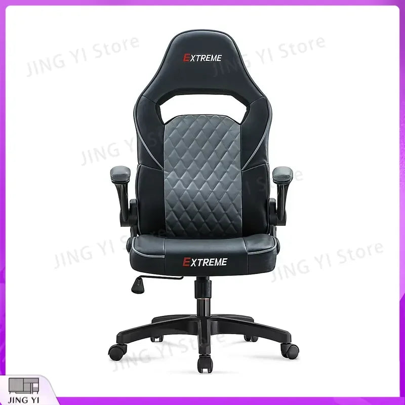 Ergonomic Gaming Chair with LED Lights Blue PU Leather Reclining Computer Game Chair Adjustable Height Racing Style Office