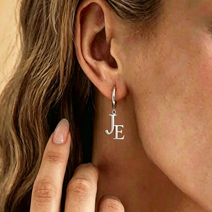 Custom Initial Letter Hoop Earrings Personalized Monogram Alphabet Pendant Gold Stainless Steel Earring Custom Name Jewelry Gift