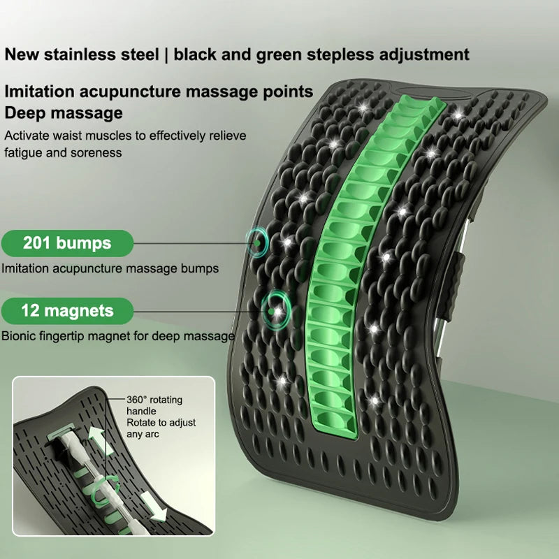 〔R〕Back Stretcher with Acupuncture Massage Nodes, Stepless Adjustable Lumbar Support Device for Lower Back Pain Relief