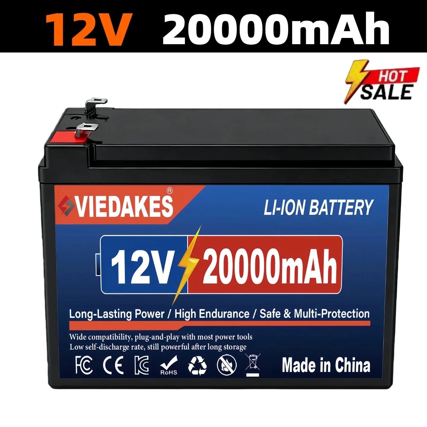 VIEDAKES Brand New 3S7P 12V 100Ah LiFePO4 18650 Battery Pack Power Bank Lightweight Design for Hiking Backpacking Trips