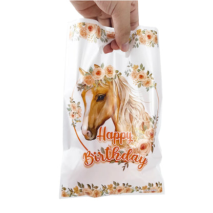 10/50PCS Cartoon Farm Horse Gift Bags Racing Horse Themed Dream Princess Cowboy Baby Shower Birthday Candy Bags Decor Supplies