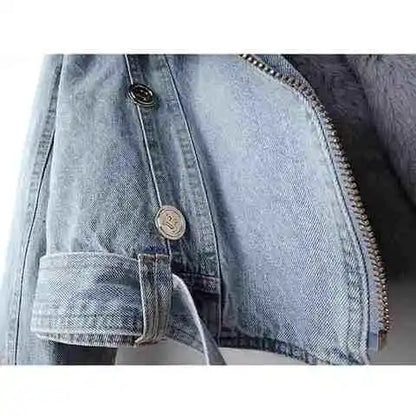 Women Cropped Denim Jacket Leopard Print Vintage Regular Fit Spring Autumn Winter Summer Acid Washed Organic Cotton Eco-Friendly