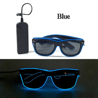 1PC Light Up LED Glasses Glow Sunglasses EL Wire Neon Glasses Glow in The Dark Party Supplies Neon Party Favors for Adults