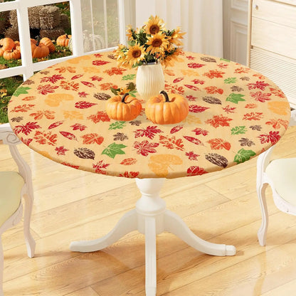 Waterproof PVC Flannel Table Cover Elastic Fitted Tablecloth Floral Pumpkin Christmas Pattern Dining Party Decoration