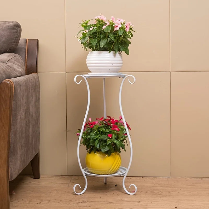 Elegant  Metal Flower Stand, European Style Floor Plant Display Rack, Multi-tier Flower Pot Holder for Home Garden Balcony