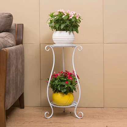 Elegant  Metal Flower Stand, European Style Floor Plant Display Rack, Multi-tier Flower Pot Holder for Home Garden Balcony