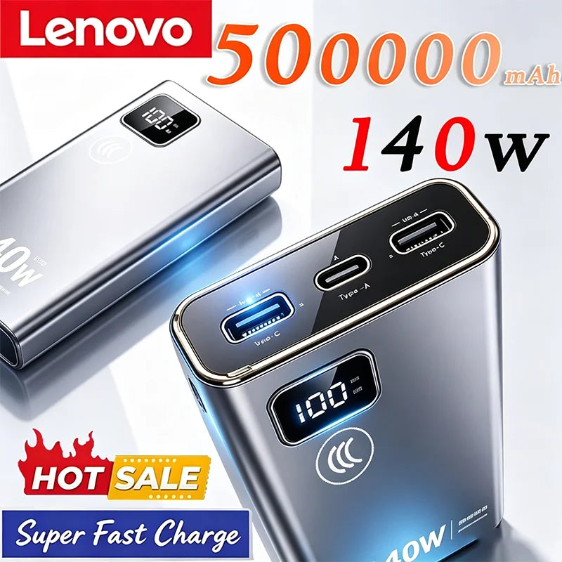 Lenovo 140W Ultra Capacity 500000mAh Super Fast Charging Portable Charger Power Bank For IPhone Samsung 2027