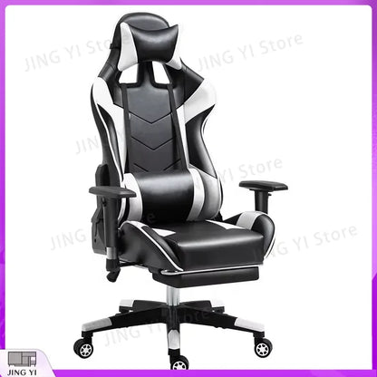 Black Red Gaming Chair with 180° Reclining Backrest Adjustable Height Ergonomic Office Computer Chair Retractable Footrest