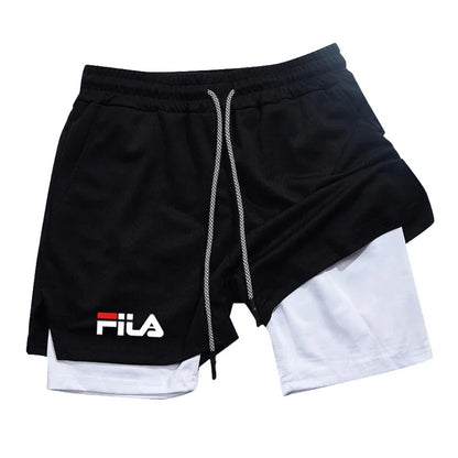 Training Jogging Men's Fitness Jogging Sports Basketball Training Pants 2-in-1 Double-layer Multifunctional Shorts Double Deck