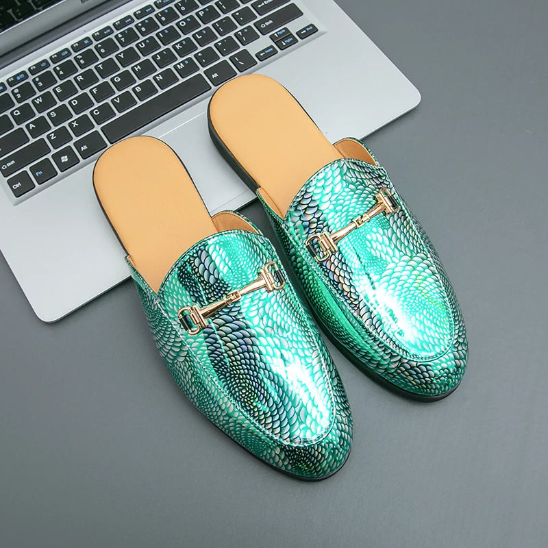 Men's Black Half Shoes For Men Leather Loafers Shoes Man Mules Casual Shoes Male Footwear Fashion Social Mocassins Summer 2023