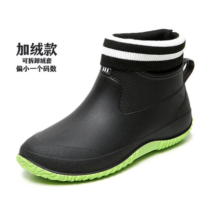 Women's Ankle Rain Boots Summer Wear-resistant Anti-Slip Couple Men And Women Short Rubber Boots Suitable For Outdoor Camp