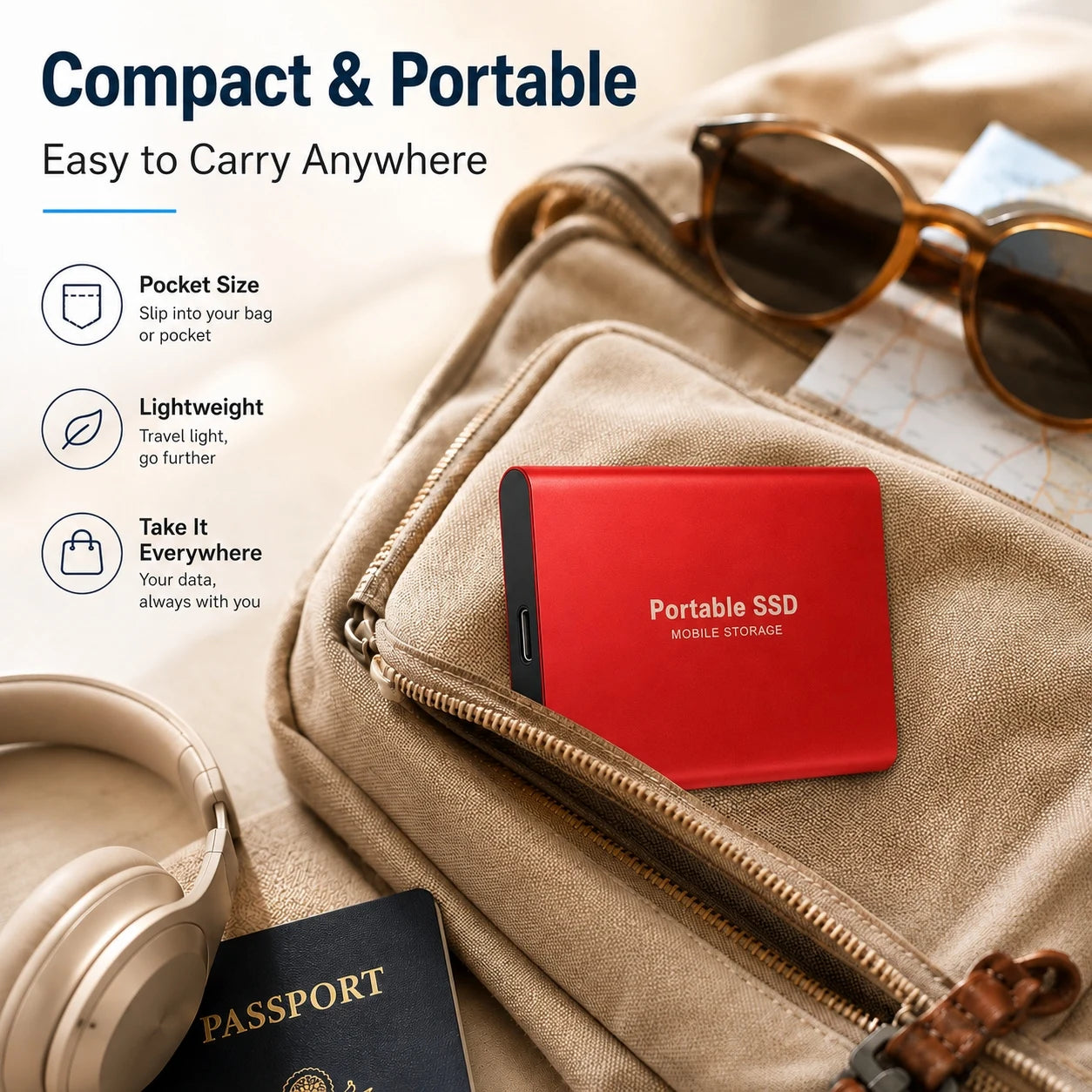 High Efficiency External Hard Disk Mobile Solid State Drive 1TB 2TB TPYE-C Storage Device For Data Backup