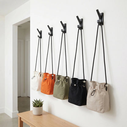 Unisex Lightweight Waterproof Nylon Drawstring Crossbody Bag Mini Dual Closure Adjustable Phone Shoulder Purse Travel Sling Bag