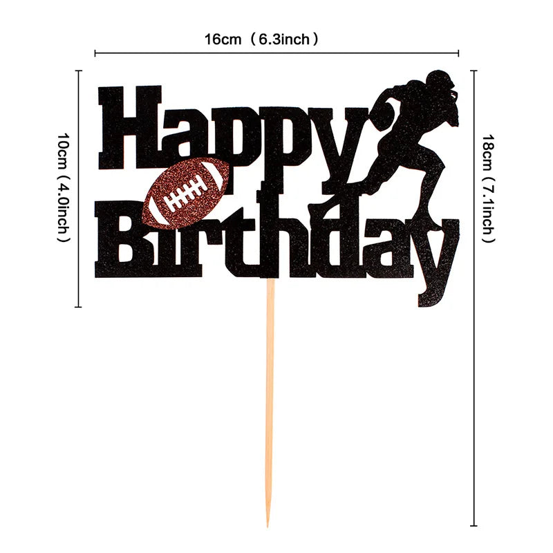 Cake Toppers Glitter DIY Basketball Football Set Cupcake Topper Cake Flags Kids Boys Birthday Wedding Bride Party Baking Decor