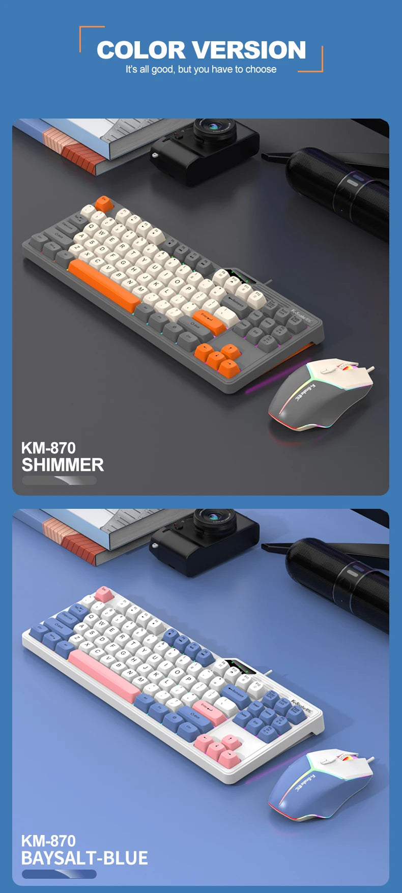 Wired Keyboard and Mouse Set，19-Key Rollover，Office/Gaming Compatible with Desktops and Laptops