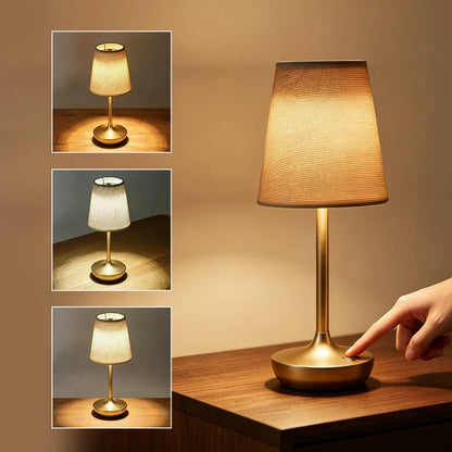 GGbingo Rechargeable LED Table Lamps Classic Desk Lamp Dimmable USB Fabric Lampshade Bedroom Bedside Desk Light Decoration