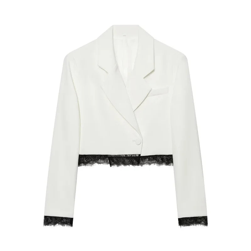 zoci Lace Short Blazers for Women's Suit Summer Blazer Set 2 Piece Woman Shoulder Pad Women's Tailoring Blazers Bermuda Shorts