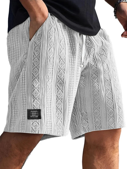 Men's Jacquard Casual Shorts Summer Harajuku Solid Sweatpants Fashion Men Short Pants Retro Men Clothes Roupas Streetwear New