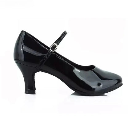 Women Patent Leather Shiny Closed Toe Salsa Shoes Black Gold Silver Red Ballroom Tango Latin Dance Shoes for Woman 5cm/7cm Heels
