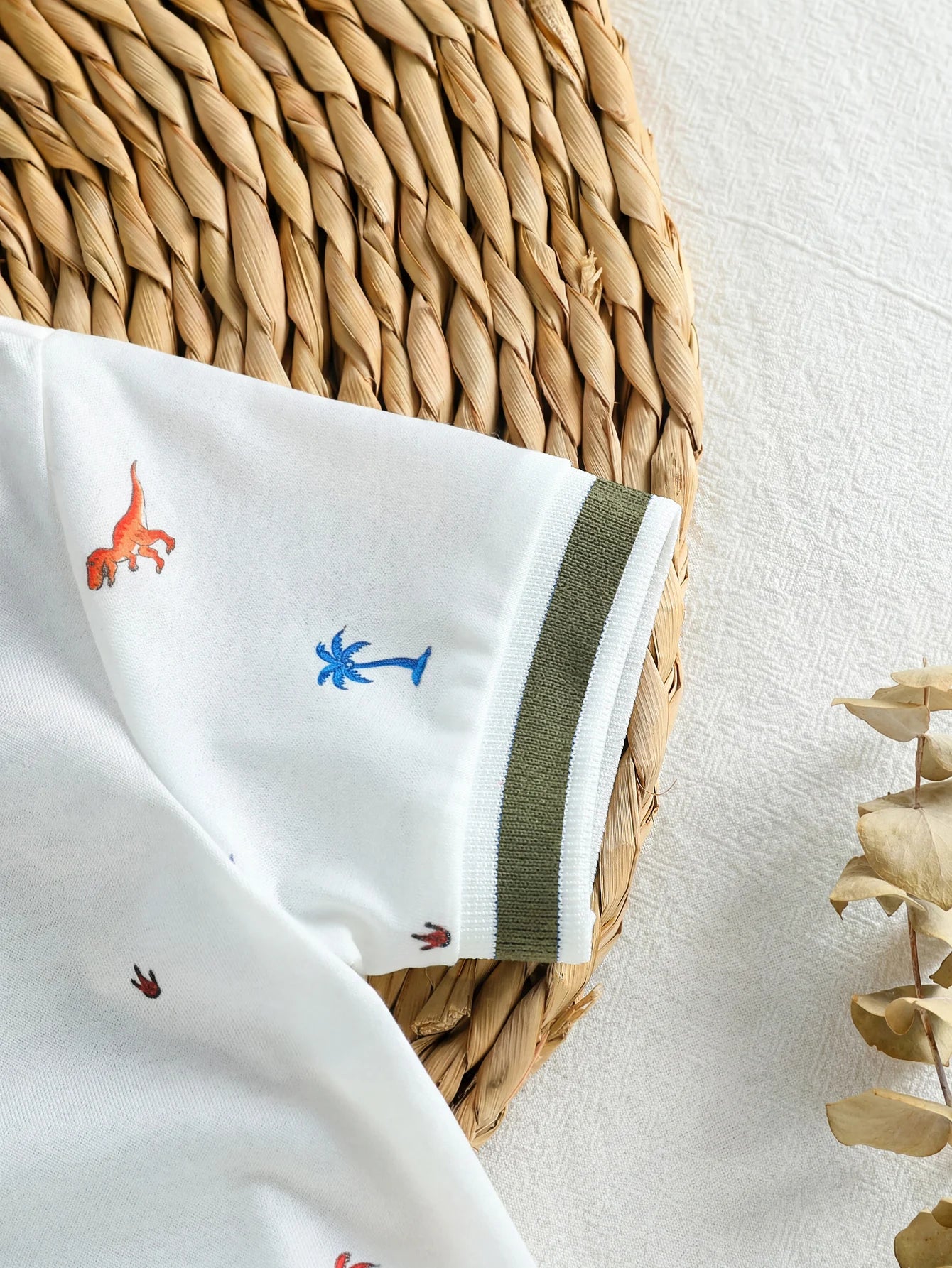 Baby Boy Polo 2‑Piece Set, Printed Lapel Short‑Sleeve Top With Solid Color Shorts, Casual Outfit For Summer Trip