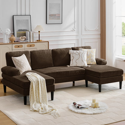Korser U-Shaped Sectional Sofa 4 Seater Lounge Sleeper with Removable Cushions Upholstered Couches for Living Room