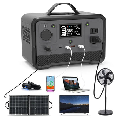 298Wh Portable Power Station With Solar Panel Generator For Outdoor Emergency Backup Supply Home Camping Travel High Capacity