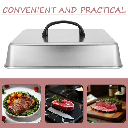 Square Basting Cover 10x10x2 Stainless Steel Grill Pan Cover Dome Cheese Melting Steaming Lid Griddle Splatter Guard