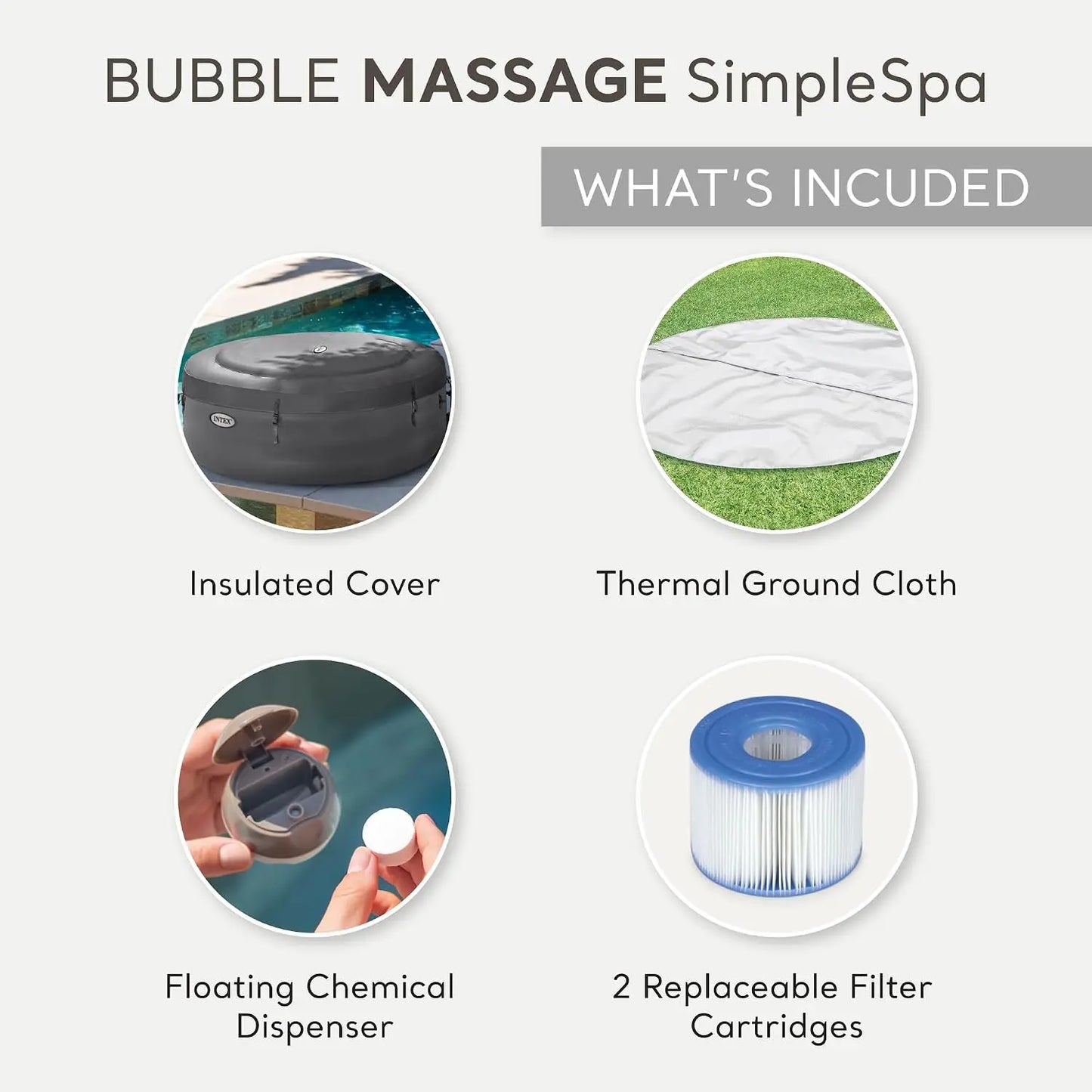 SimpleSpa 6 Person Inflatable Hot Tub, Portable Spa with 140 Jets, Custom