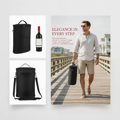 -Wine Bottle Bag Soft Cooler Wine Bottle Insulated Bag For Wine Thermal Outdoor Bag For Travel Carrier Tote Wine Glass