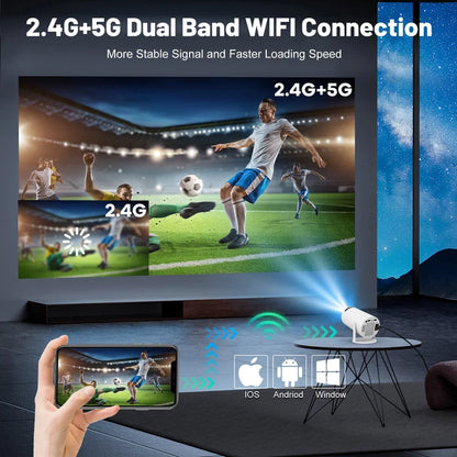 NEW Mini Projector  WIFI 6 and Bluetooth 4K 1080P 130'' Screen Movie Projector