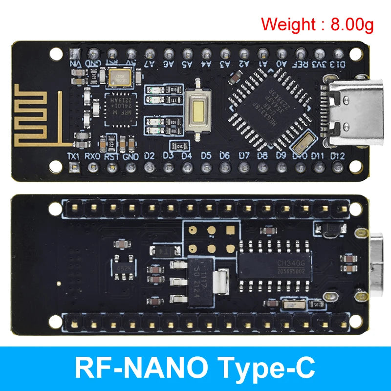 TZT 1/3PCS RF-Nano for Arduino Nano V3.0, Micro USB Nano Board ATmega328P QFN32 5V 16M CH340, Integrate NRF24l01+2.4G wireless