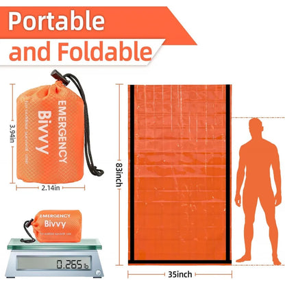 Emergency Sleeping Bag Survival Blanket Thermal Mylar Bivy Sack Lightweight Waterproof Portable Shelter For Camping Hiking
