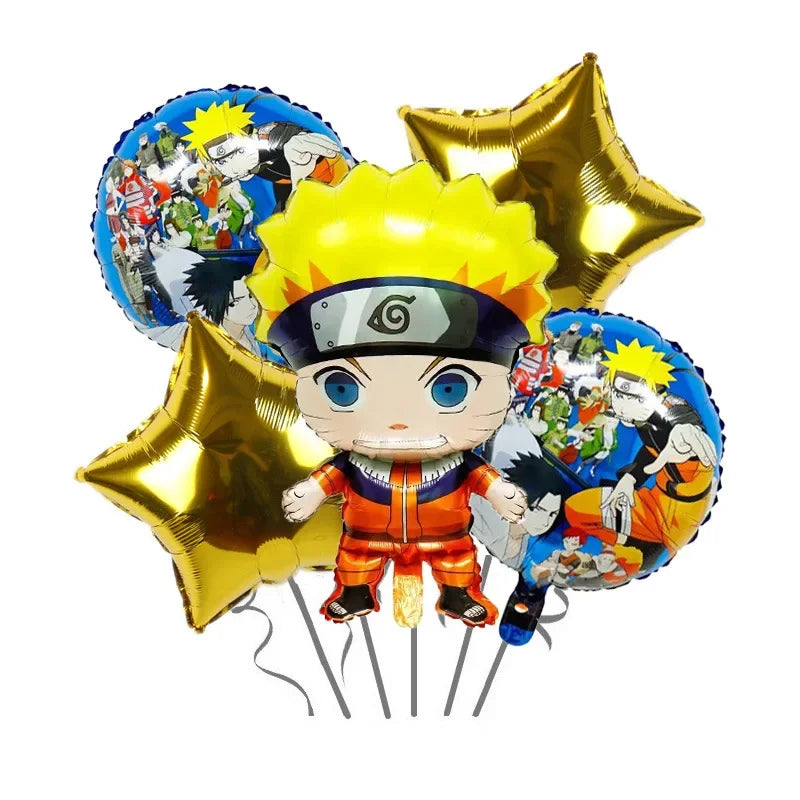 Naruto Kakashi Balloons Uchiha Sasuke Ballons Happy Birthday Banner Party Decoration Kids Toy Cake Topper Disposable Tableware