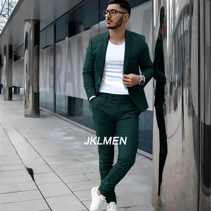 Gray Men's Suit 2 Piece Suit Summer Casual Jacket Pants Formal Wedding Tuxedo Groom Clothes Custom Color Blazer XS-5XL