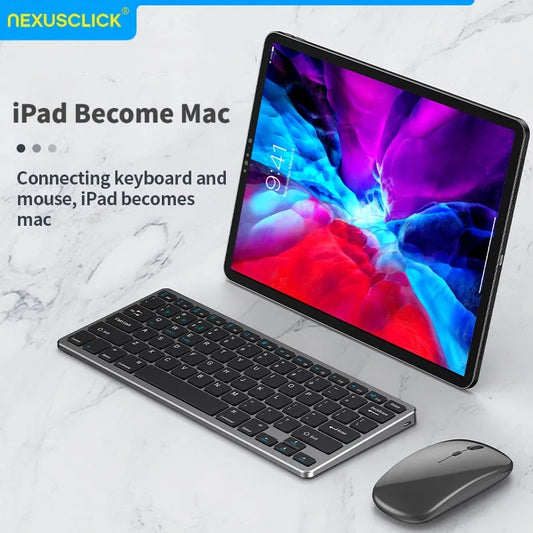 NexusClick 2.4G Wireless Keyboard Mouse Combo, Ergonomic Rechargeable Mini Multimedia Office Keyboard Set For PC Laptop Macbook